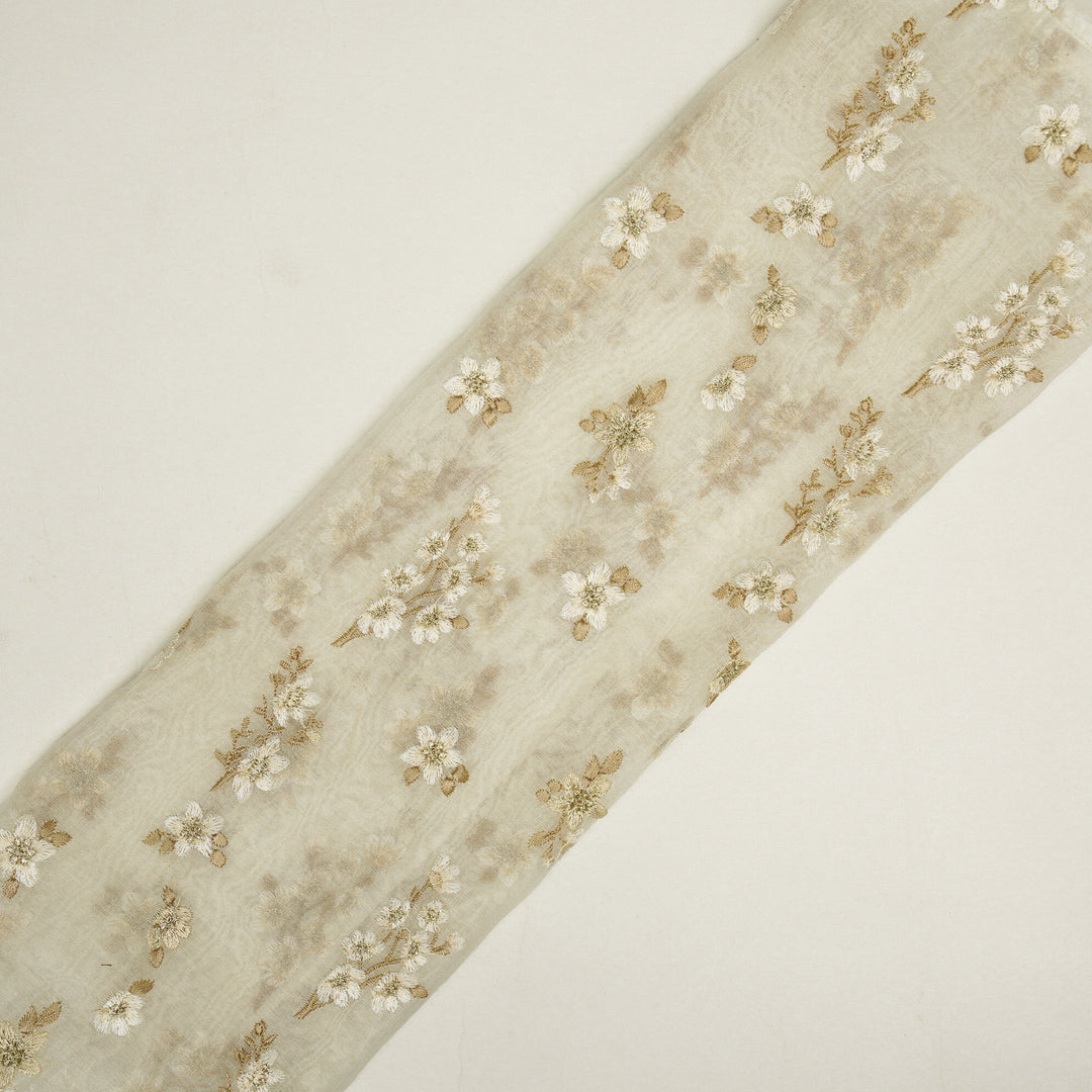 Sheen Buta on Ivory Cotton Silk Embroidered Fabric