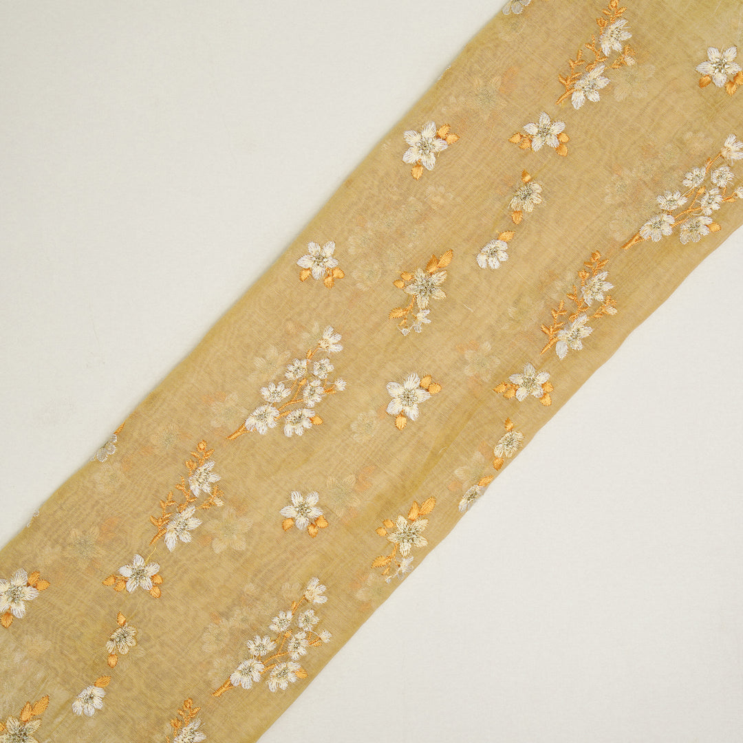 Sheen Buta on Mango Cotton Silk Embroidered Fabric