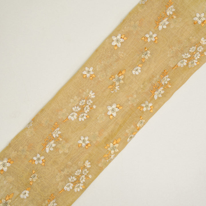 Sheen Buta on Mango Cotton Silk Embroidered Fabric