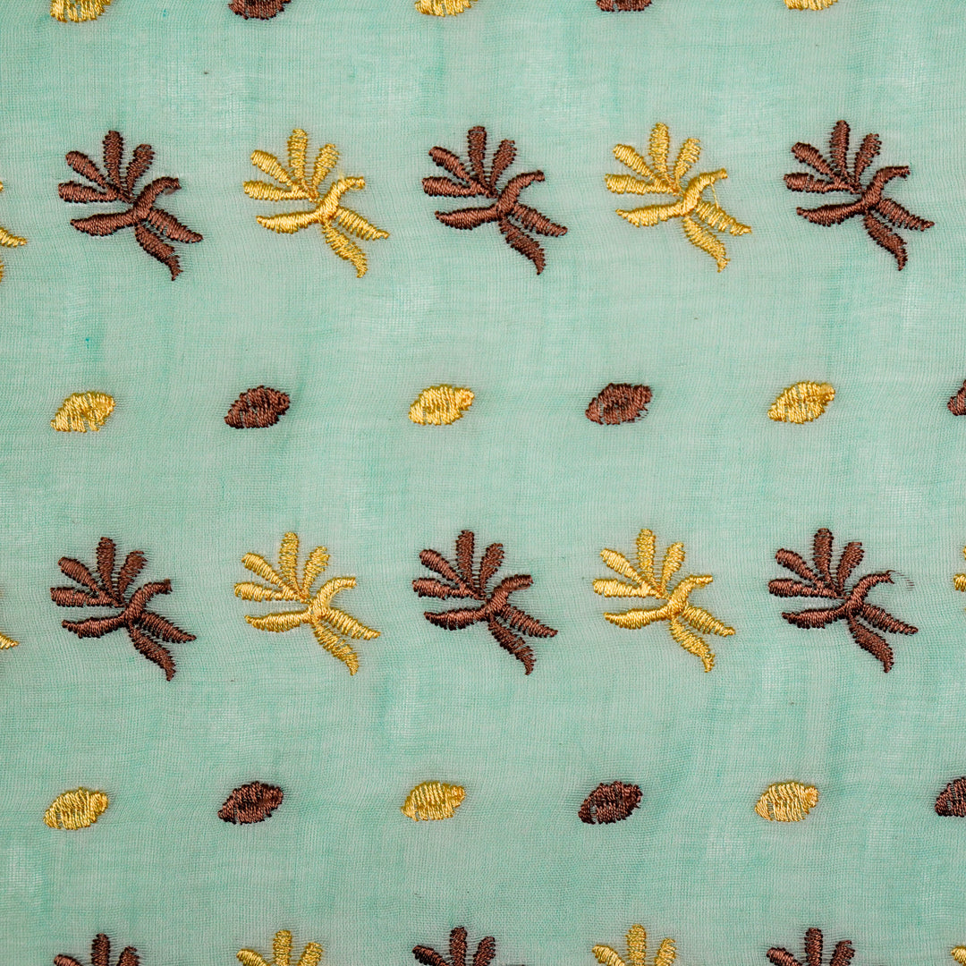 Smita Buti on Turquoise Cotton Silk Embroidered Fabric