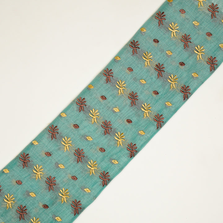 Smita Buti on Turquoise Cotton Silk Embroidered Fabric