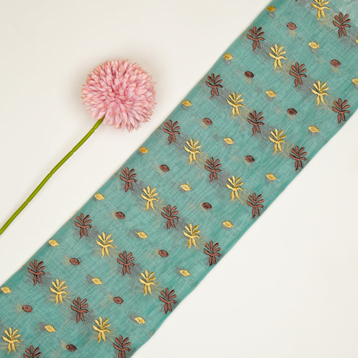 Smita Buti on Turquoise Cotton Silk Embroidered Fabric