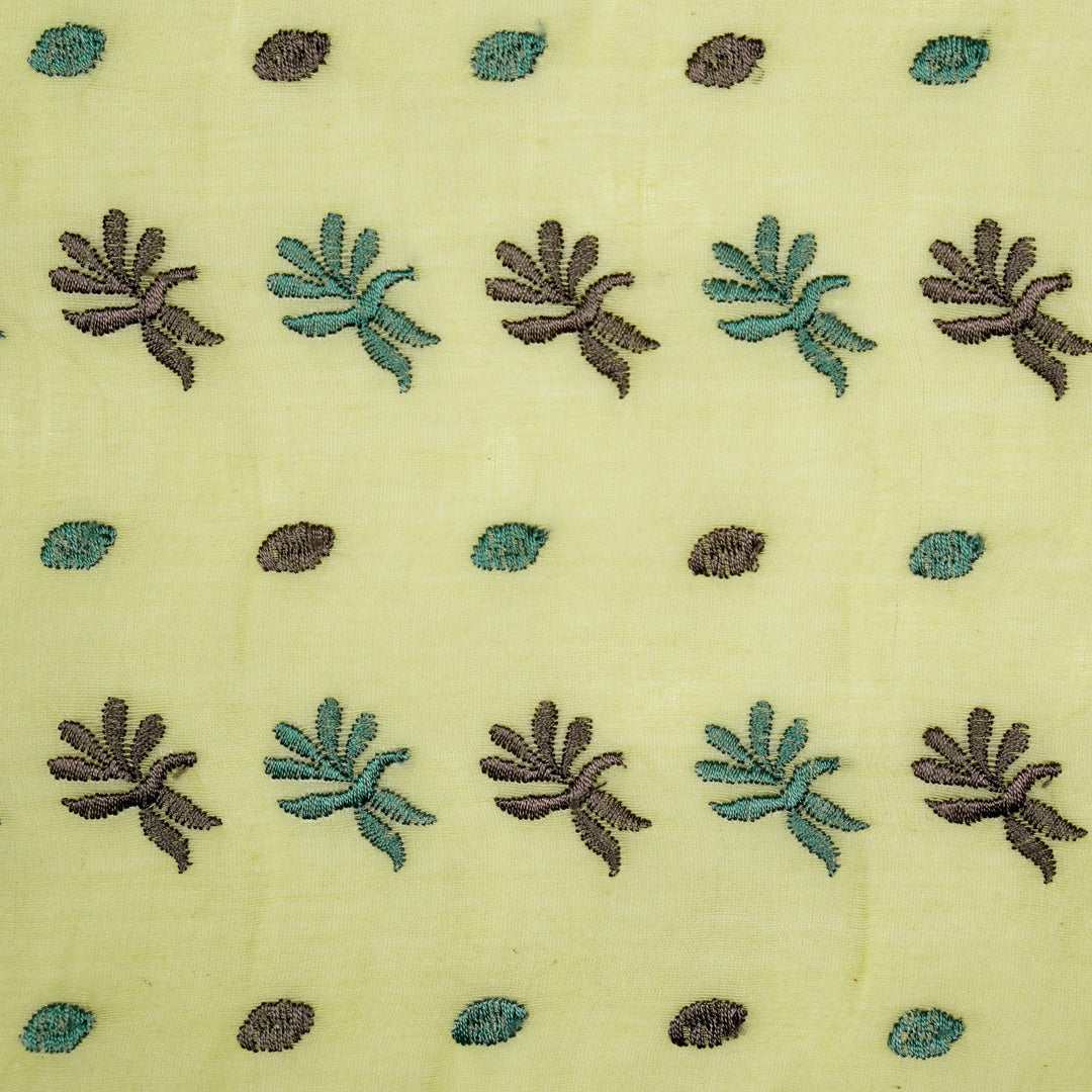 Smita Buti on Light/Yellow Cotton Silk Embroidered Fabric
