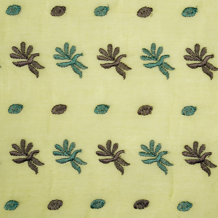 Smita Buti on Light/Yellow Cotton Silk Embroidered Fabric