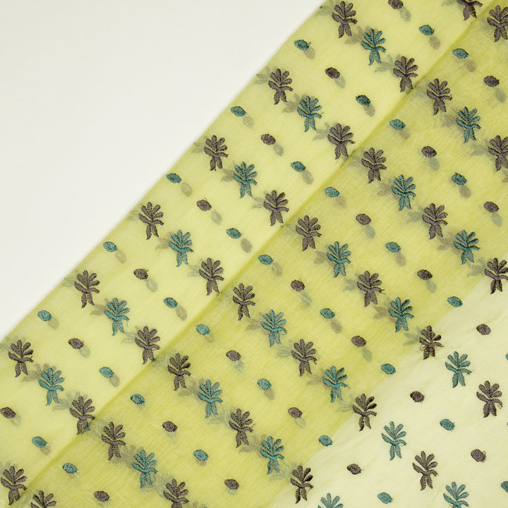 Smita Buti on Light/Yellow Cotton Silk Embroidered Fabric