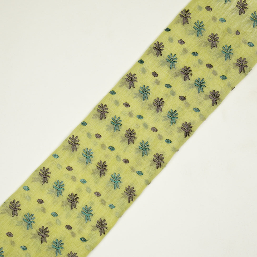 Smita Buti on Light/Yellow Cotton Silk Embroidered Fabric