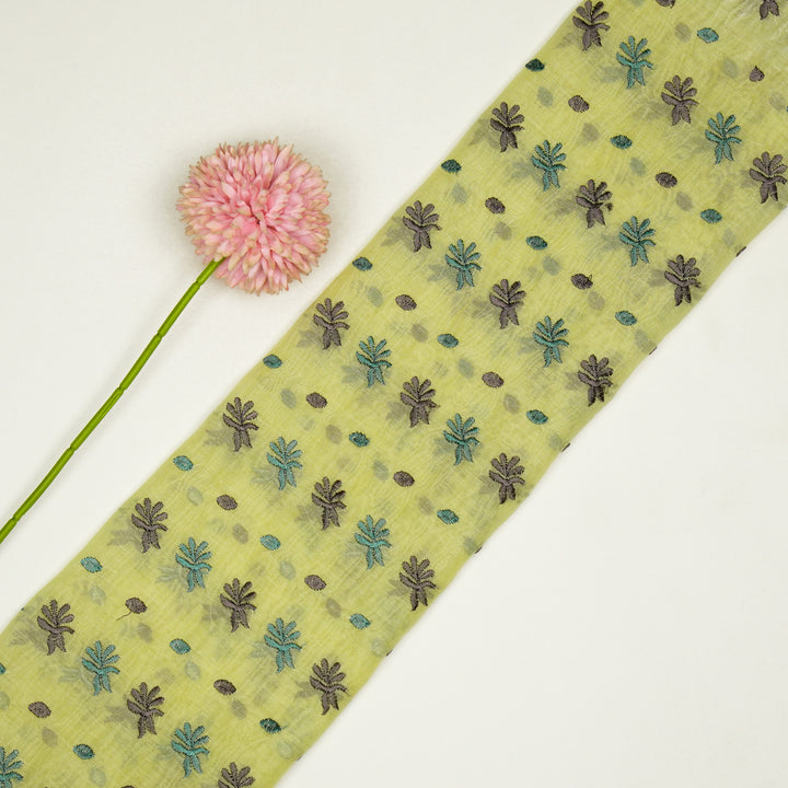 Smita Buti on Light/Yellow Cotton Silk Embroidered Fabric