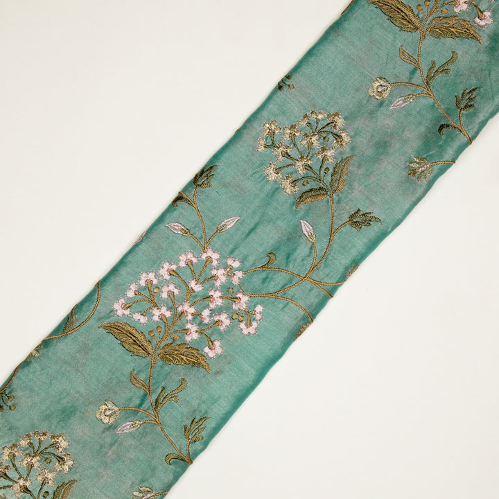 Taliba Jaal on Aqua Silk Chanderi Embroidered Fabric