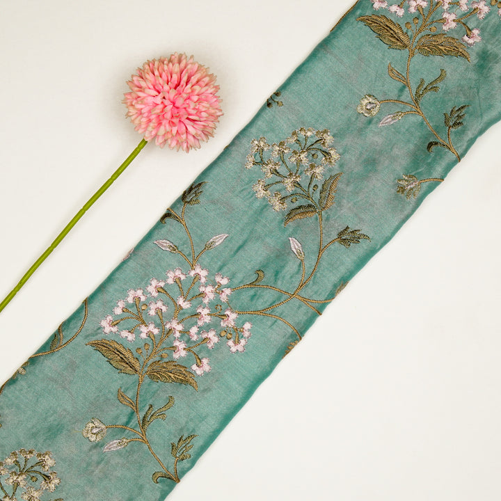 Taliba Jaal on Aqua Silk Chanderi Embroidered Fabric