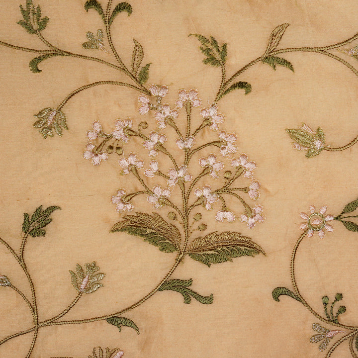 Taliba Jaal on Peach Silk Chanderi Embroidered Fabric