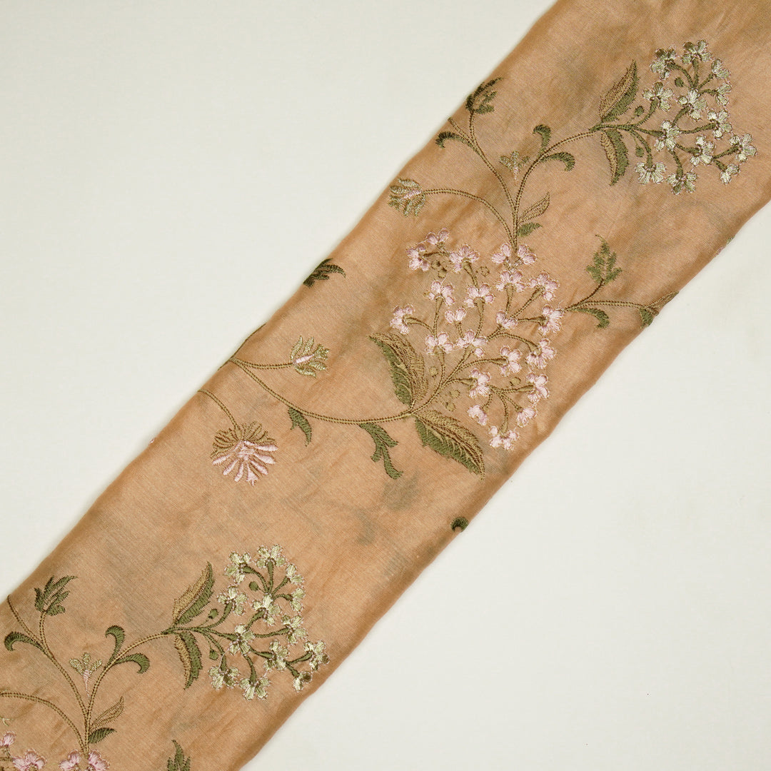Taliba Jaal on Peach Silk Chanderi Embroidered Fabric