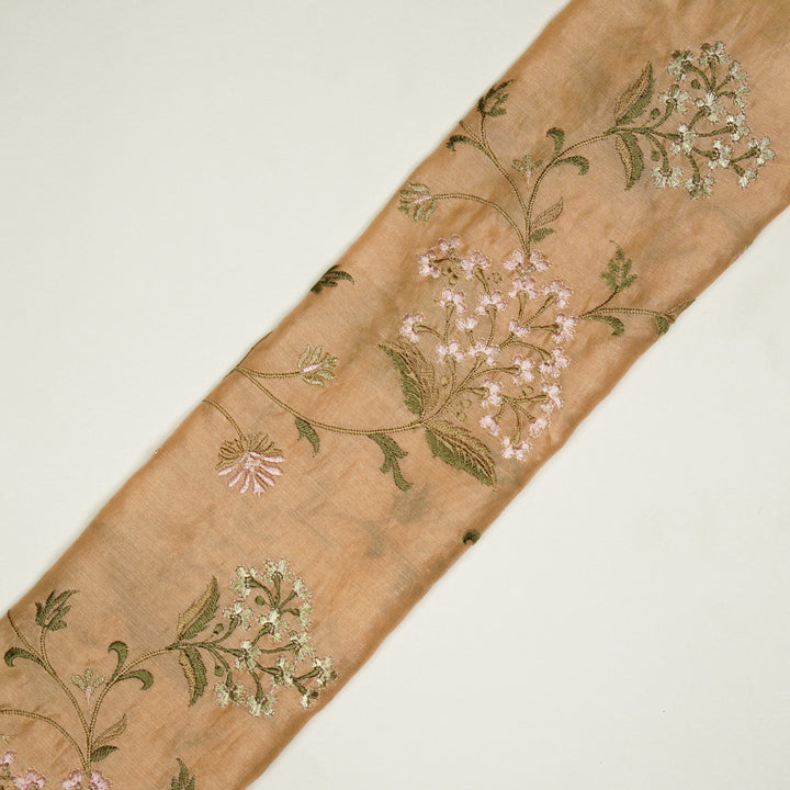 Taliba Jaal on Peach Silk Chanderi Embroidered Fabric