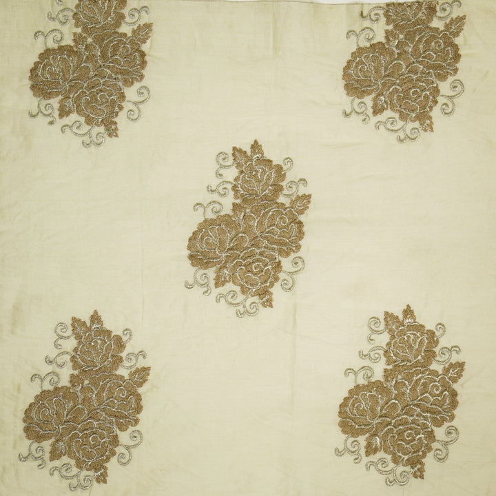 Pallav Buta on Cream Silk Chanderi Embroidered Fabric