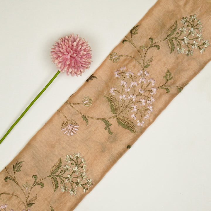 Taliba Jaal on Peach Silk Chanderi Embroidered Fabric