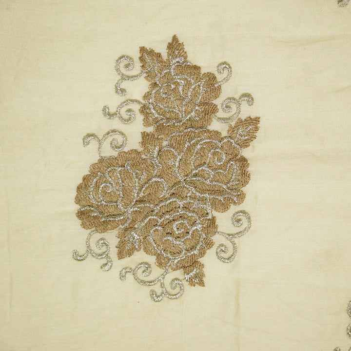 Pallav Buta on Cream Silk Chanderi Embroidered Fabric