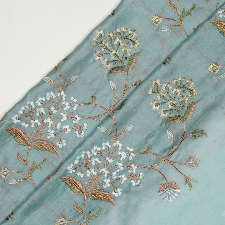 Taliba Jaal on Sky Silk Chanderi Embroidered Fabric