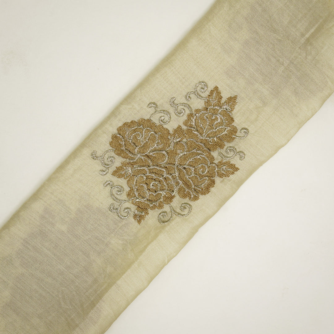 Pallav Buta on Cream Silk Chanderi Embroidered Fabric