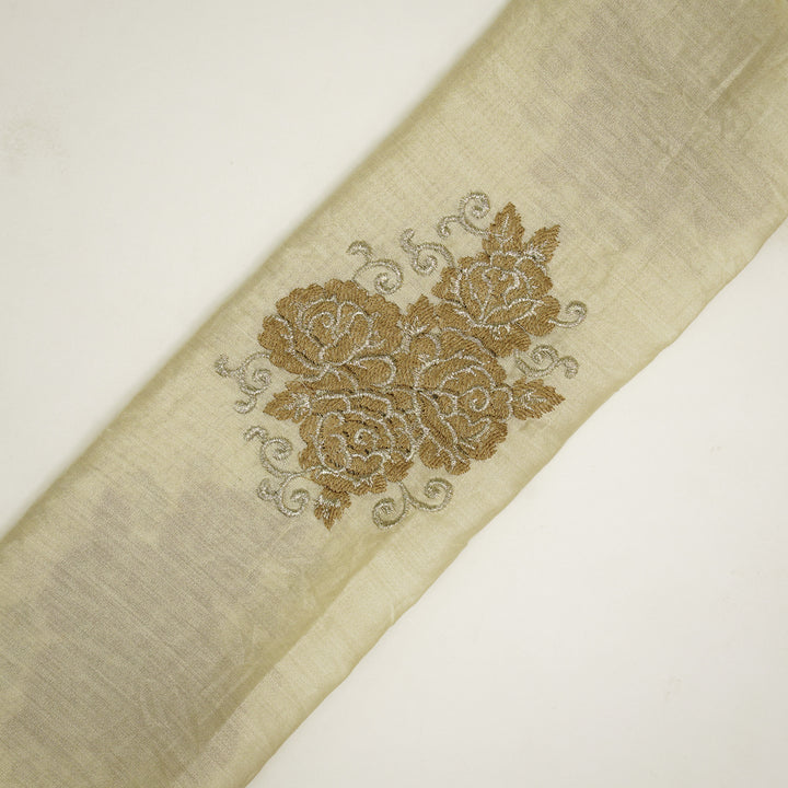 Pallav Buta on Cream Silk Chanderi Embroidered Fabric