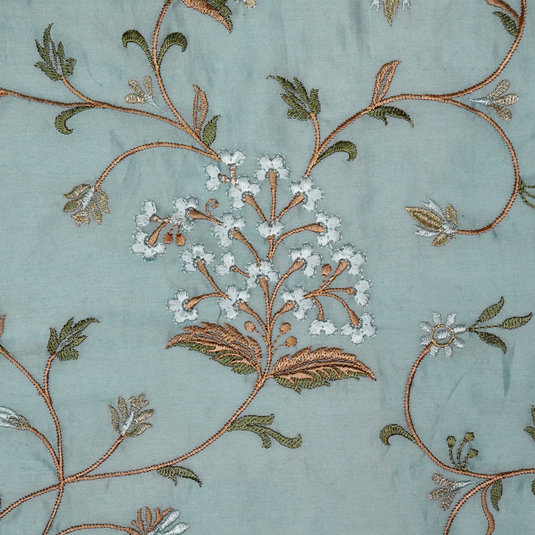 Taliba Jaal on Sky Silk Chanderi Embroidered Fabric