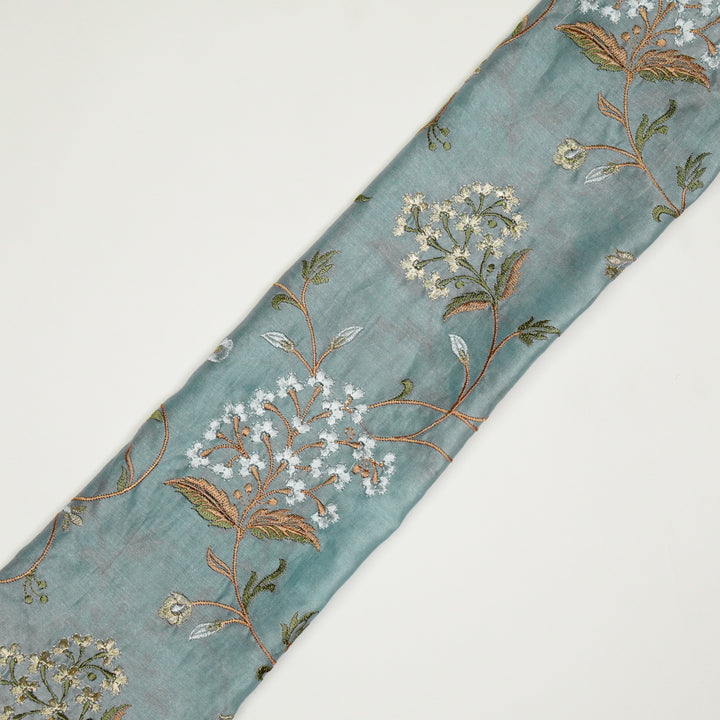 Taliba Jaal on Sky Silk Chanderi Embroidered Fabric