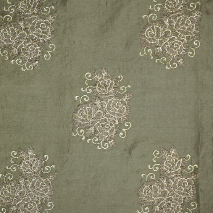 Pallav Buta on Mouse Silk Chanderi Embroidered Fabric