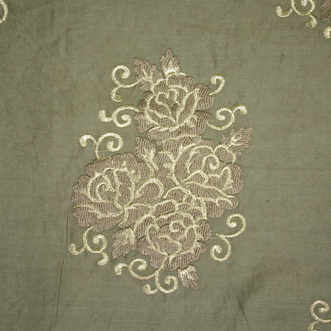 Pallav Buta on Mouse Silk Chanderi Embroidered Fabric