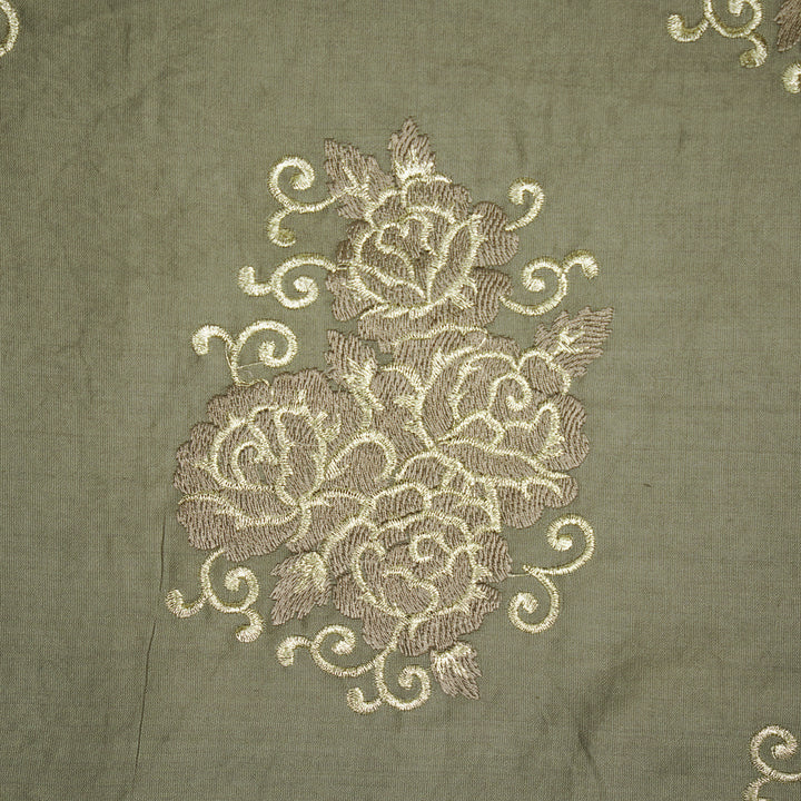 Pallav Buta on Mouse Silk Chanderi Embroidered Fabric