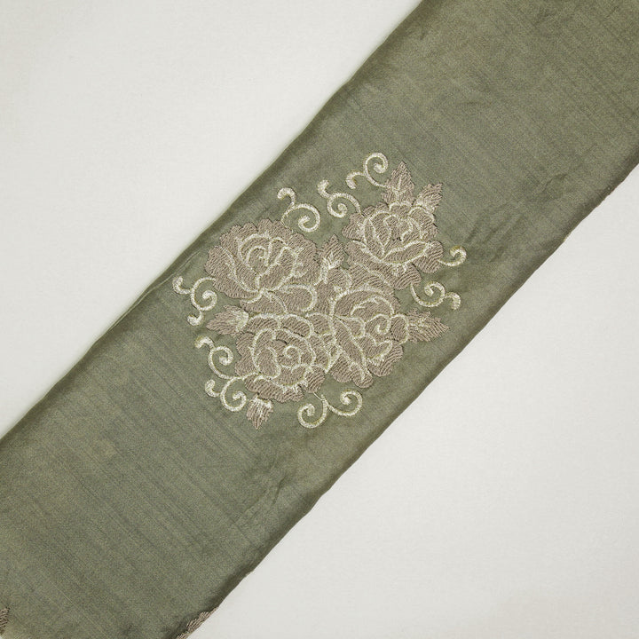 Pallav Buta on Mouse Silk Chanderi Embroidered Fabric