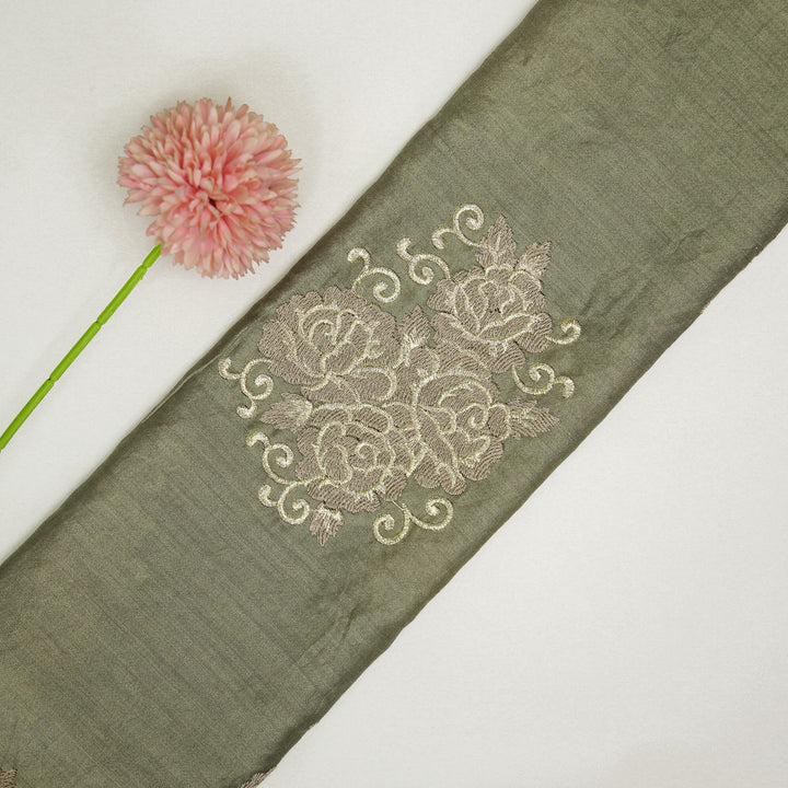 Pallav Buta on Mouse Silk Chanderi Embroidered Fabric