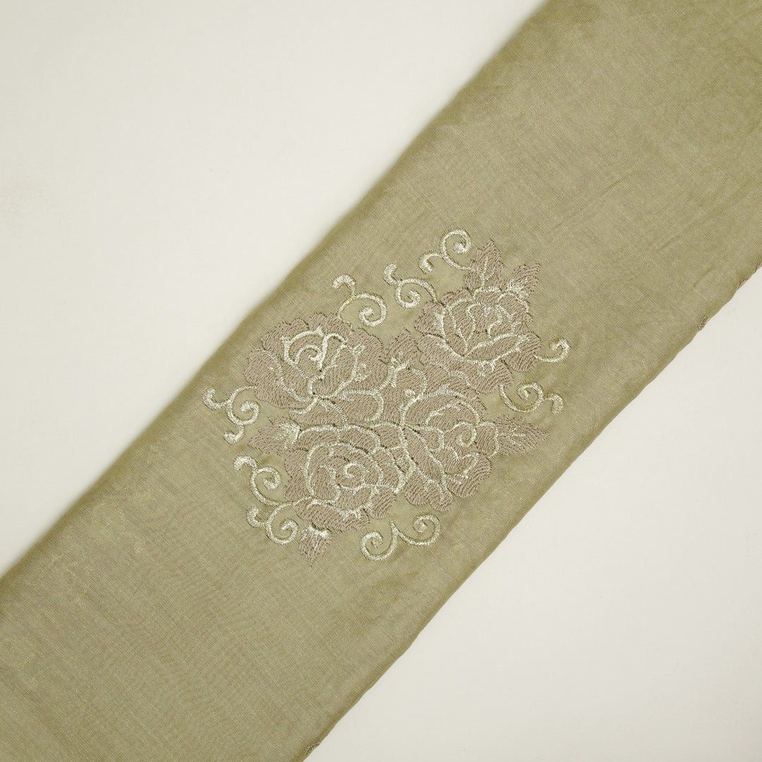 Pallav Buta on Almond Silk Chanderi Embroidered Fabric