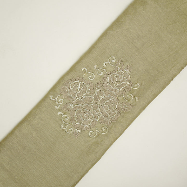 Pallav Buta on Almond Silk Chanderi Embroidered Fabric