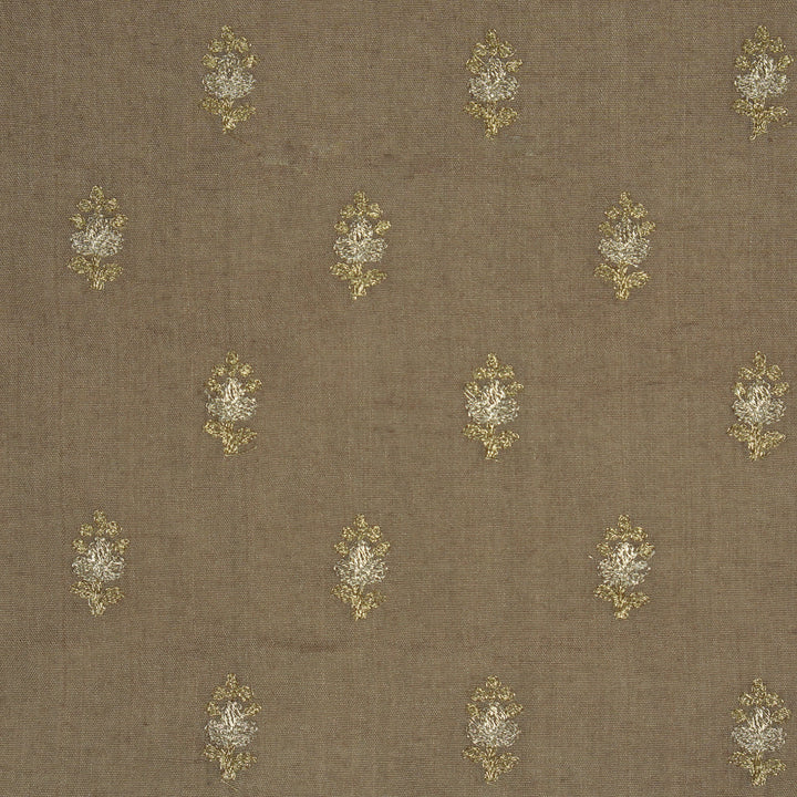 Nurah Buti on Light Mouse Munga Silk Embroidered Fabric