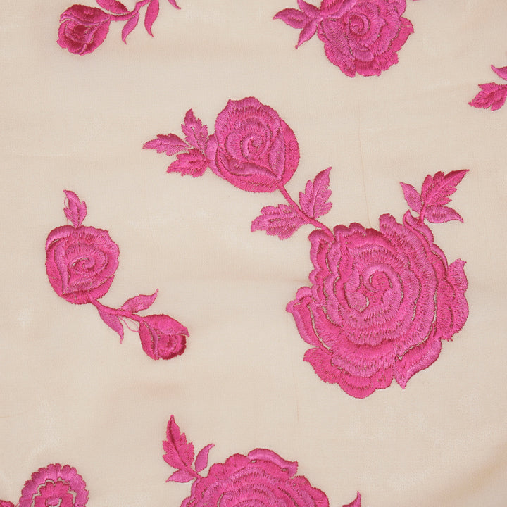 Ruma Rose Buta on Skin Silk Georgette Embroidered Fabric