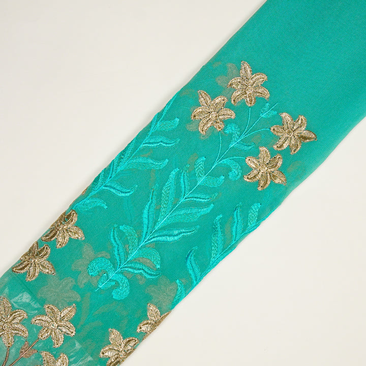 Dalisha Jaal on Aqua Semi Georgette Embroidered Fabric