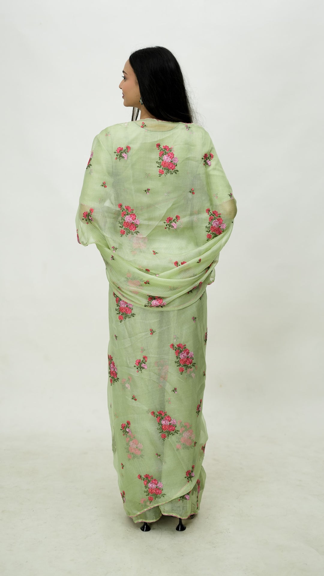 Ruma Embroidered Saree on Pista Silk Kota