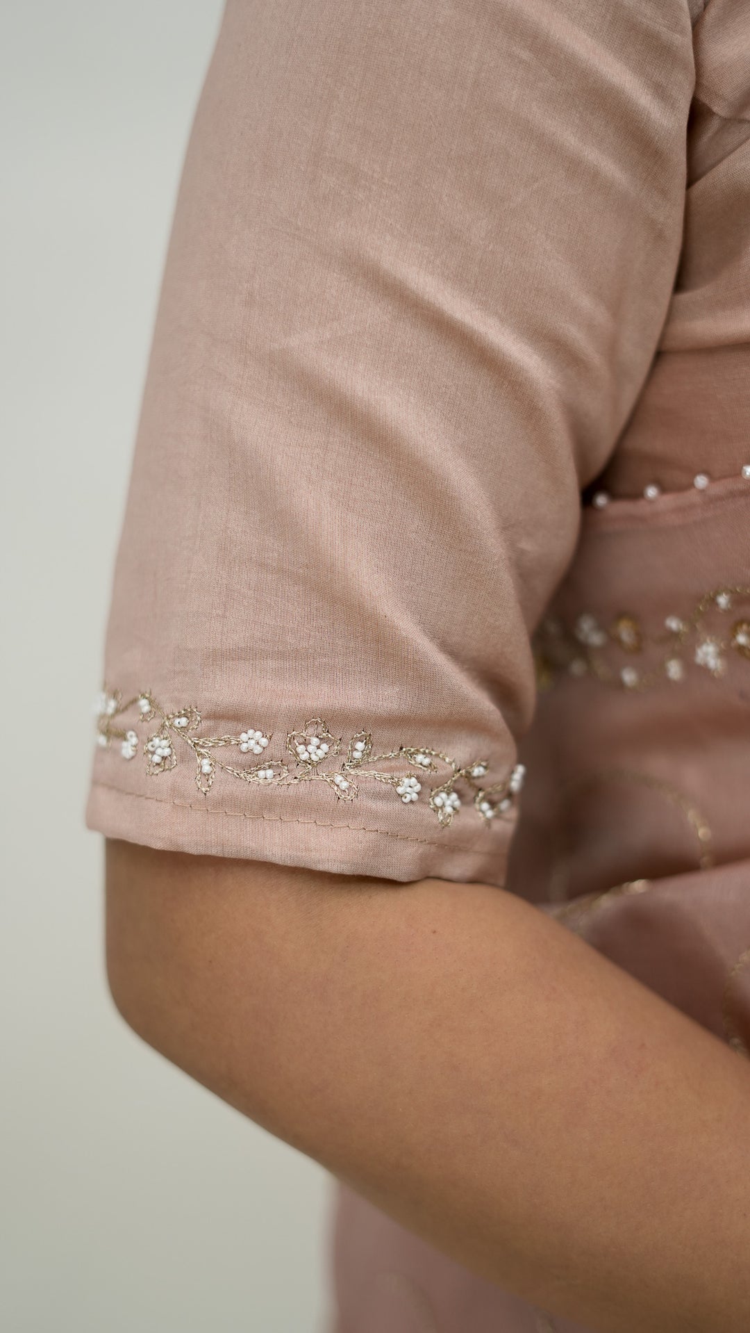 Vanya Embroidered Saree on Blush Pure Silk Organza