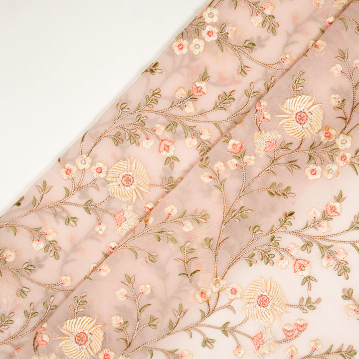 Mariyam Jaal on Light Peach Semi Georgette Embroidered Fabric