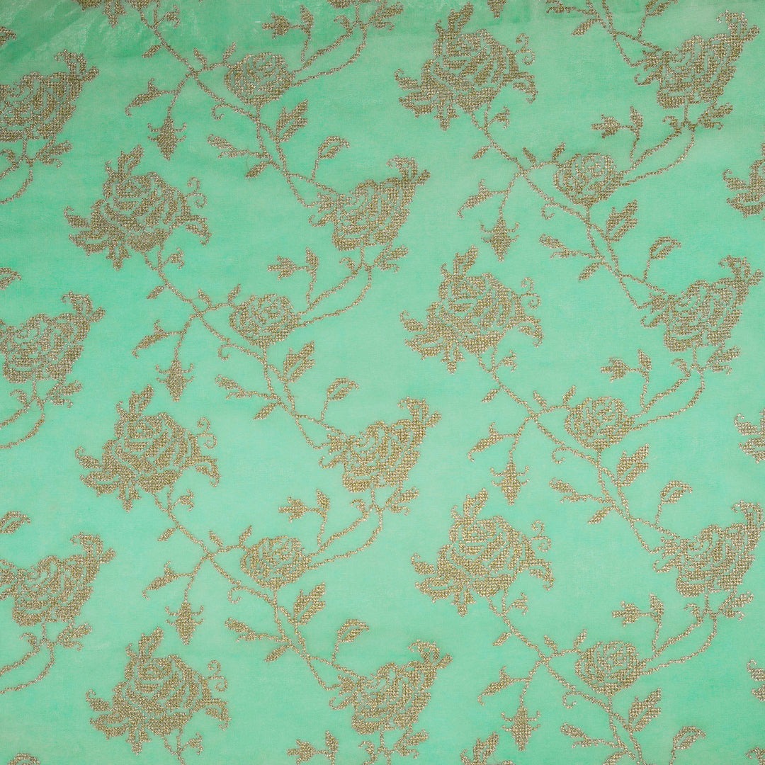 Akira Jaal on Aqua Semi Georgette Embroidered Fabric