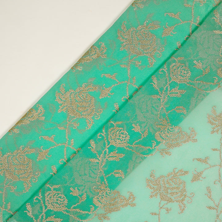 Akira Jaal on Aqua Semi Georgette Embroidered Fabric