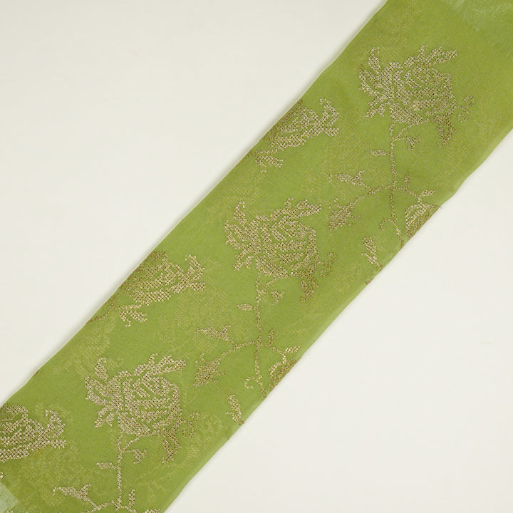 Akira Jaal on Pista Green Semi Georgette Embroidered Fabric