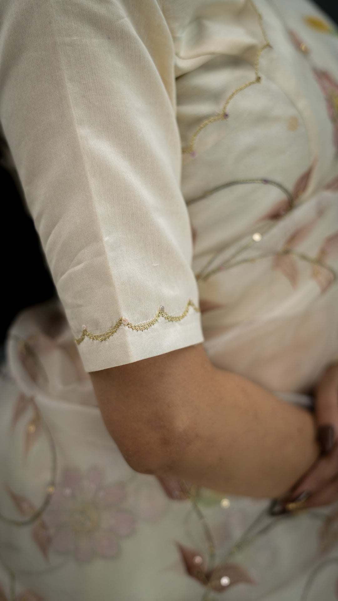 Shahana Embroidered Saree on Ivory Pure Silk Organza