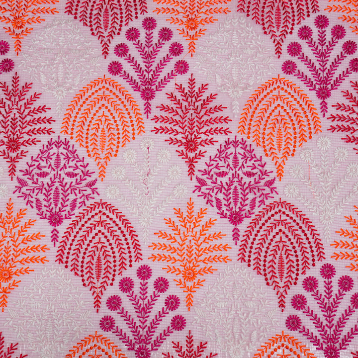 Mrinali Jaal on Pink Munga Kota Embroidered Fabric