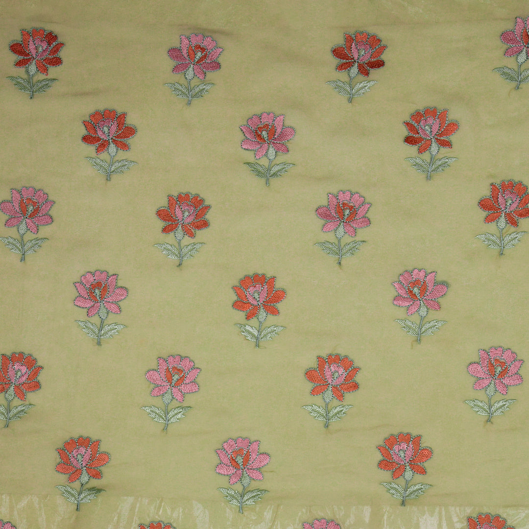 Kalini Buta on Light Mouse Semi Georgette Embroidered Fabric