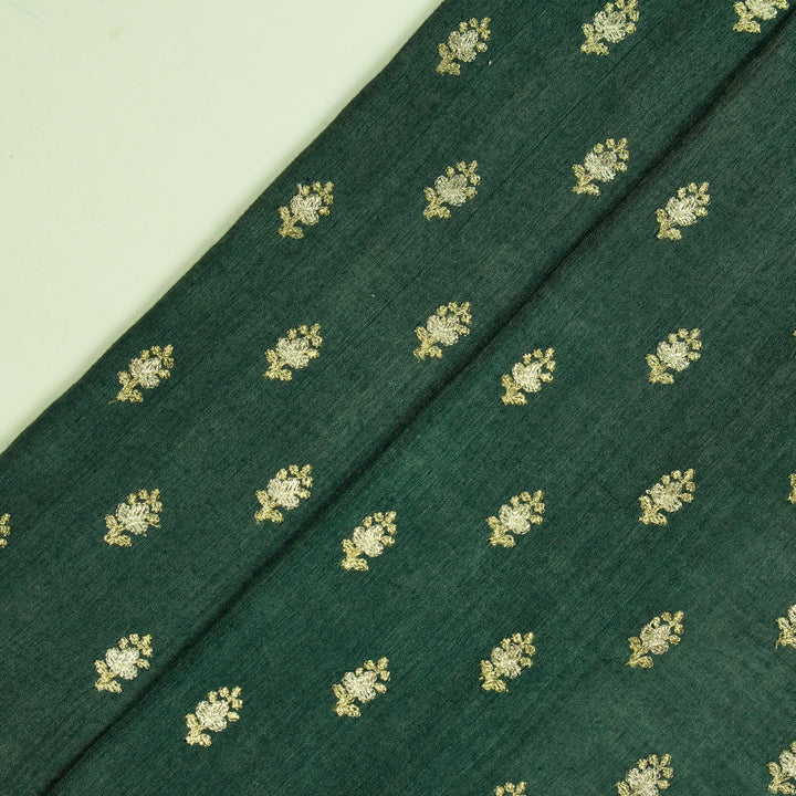 Nurah Buti on Bottle Green Munga Silk Embroidered Fabric