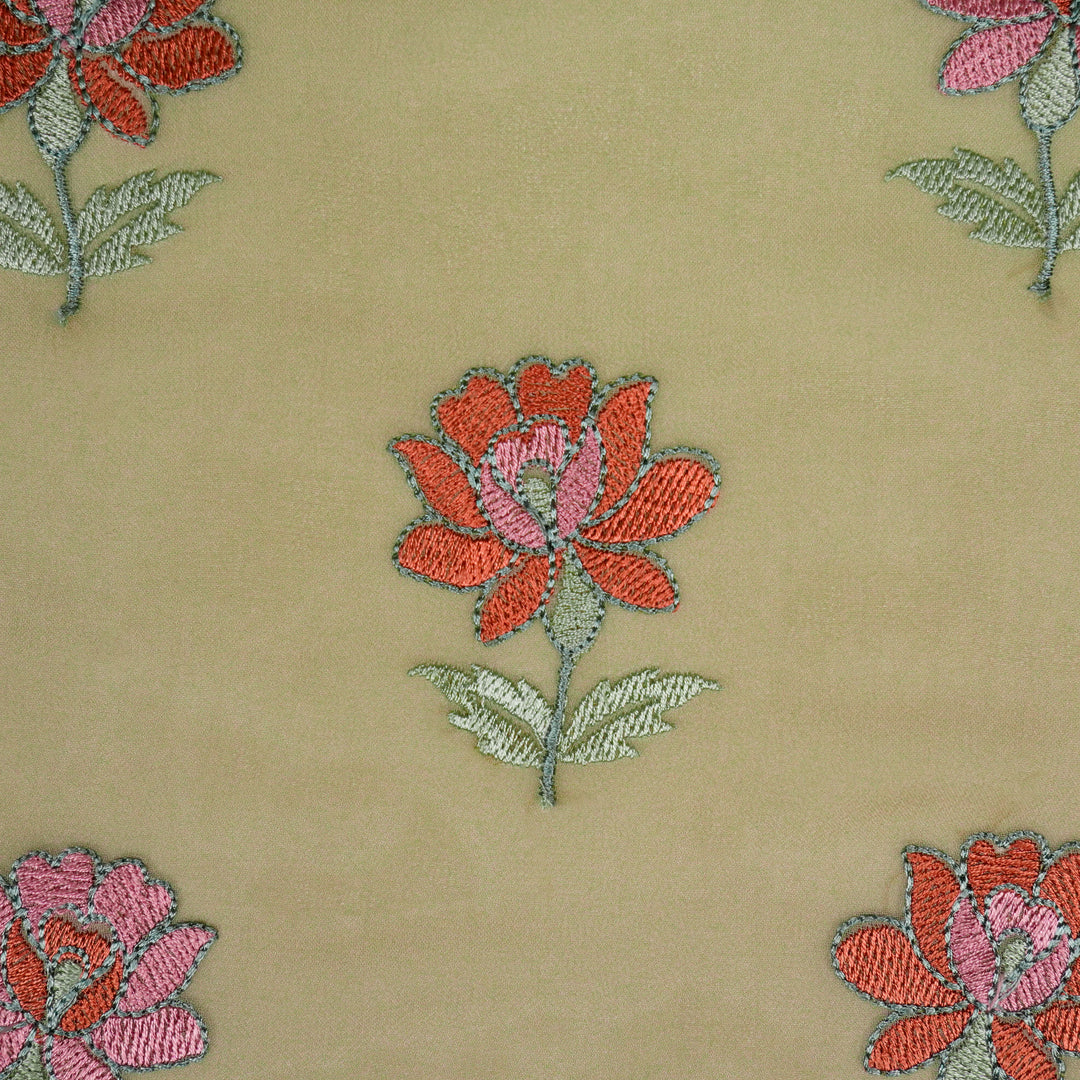 Kalini Buta on Light Mouse Semi Georgette Embroidered Fabric