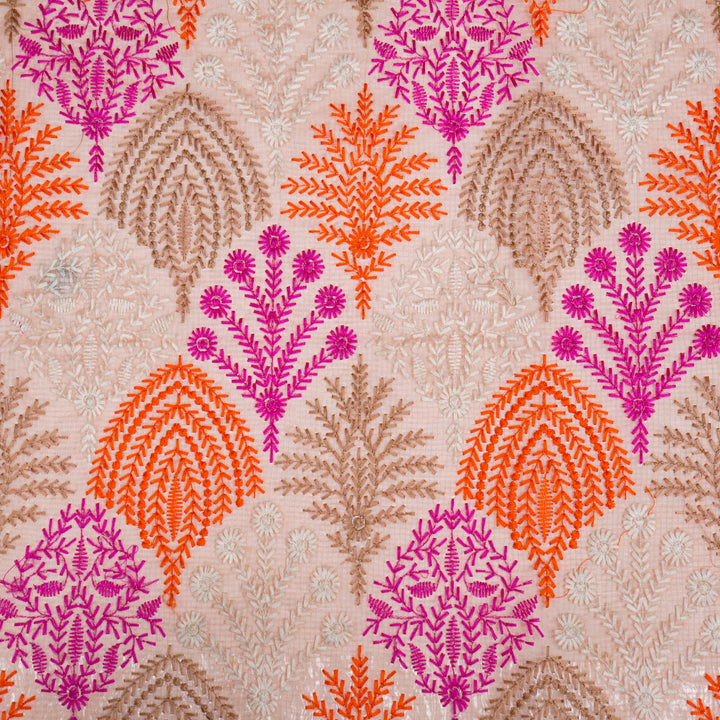 Mrinali Jaal on Light Peach Munga Kota Embroidered Fabric