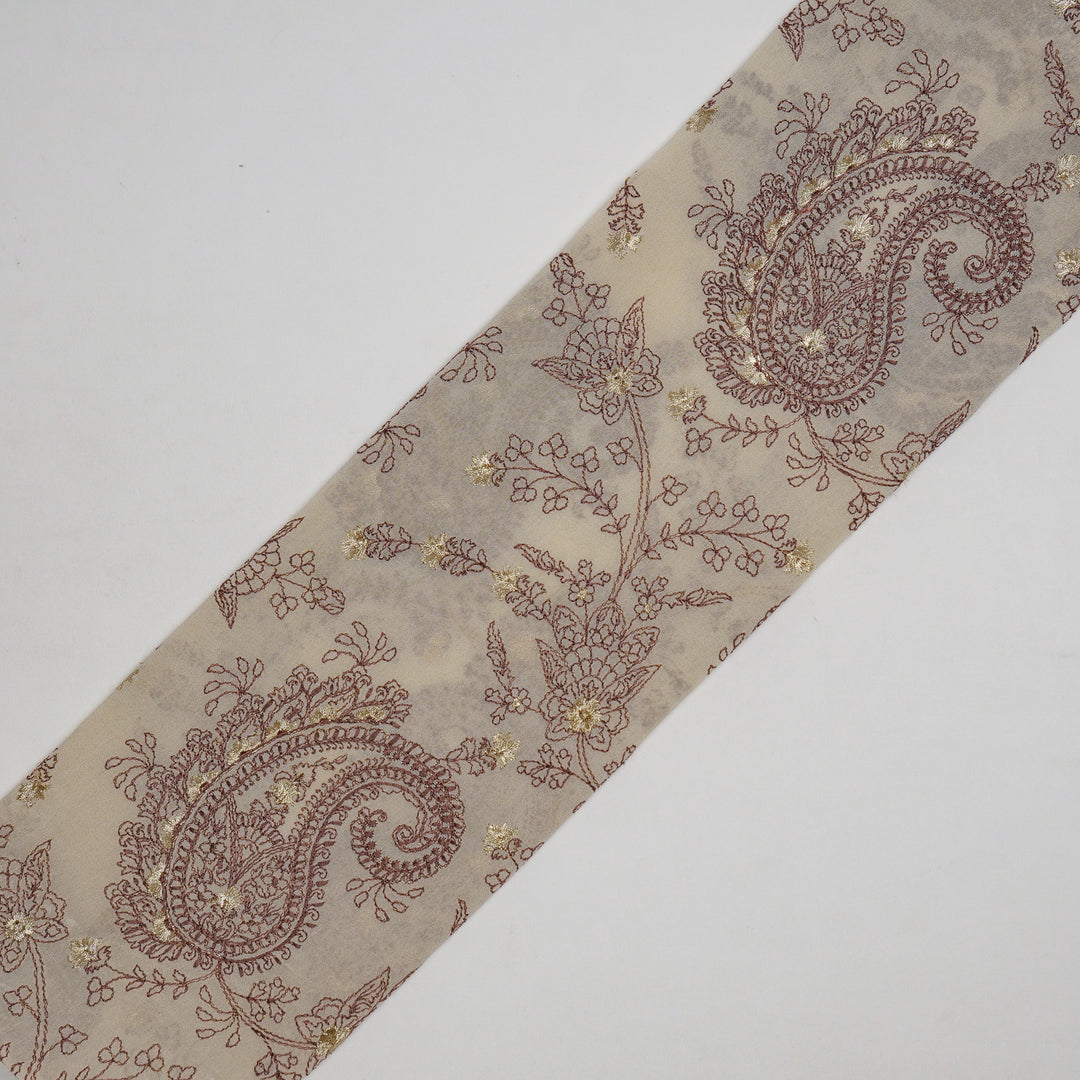 Afifa Jaal on Ivory Semi Georgette Embroidered Fabric