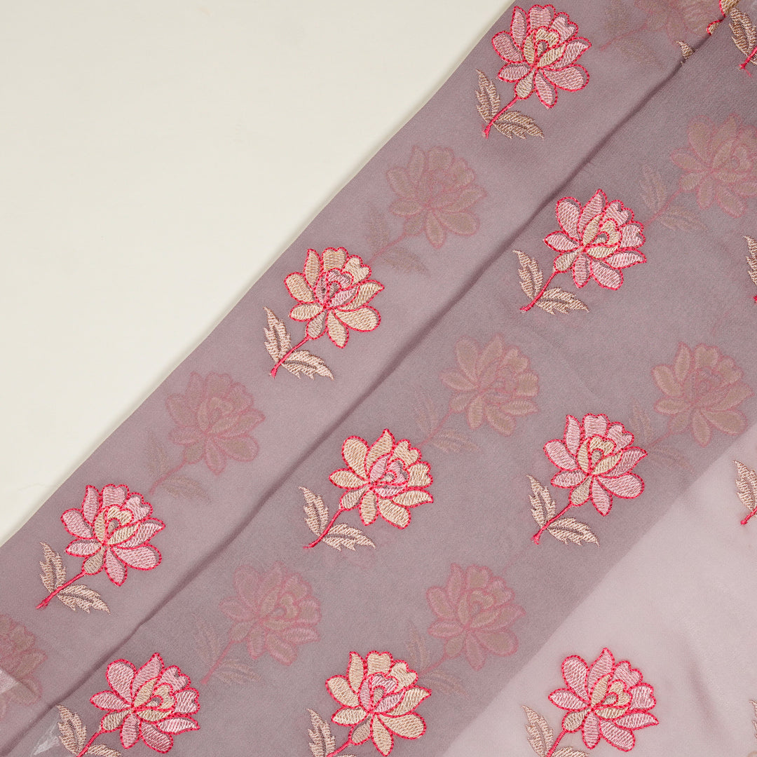 Kalini Buta on Mauve Semi Georgette Embroidered Fabric