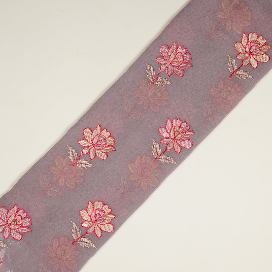 Kalini Buta on Mauve Semi Georgette Embroidered Fabric