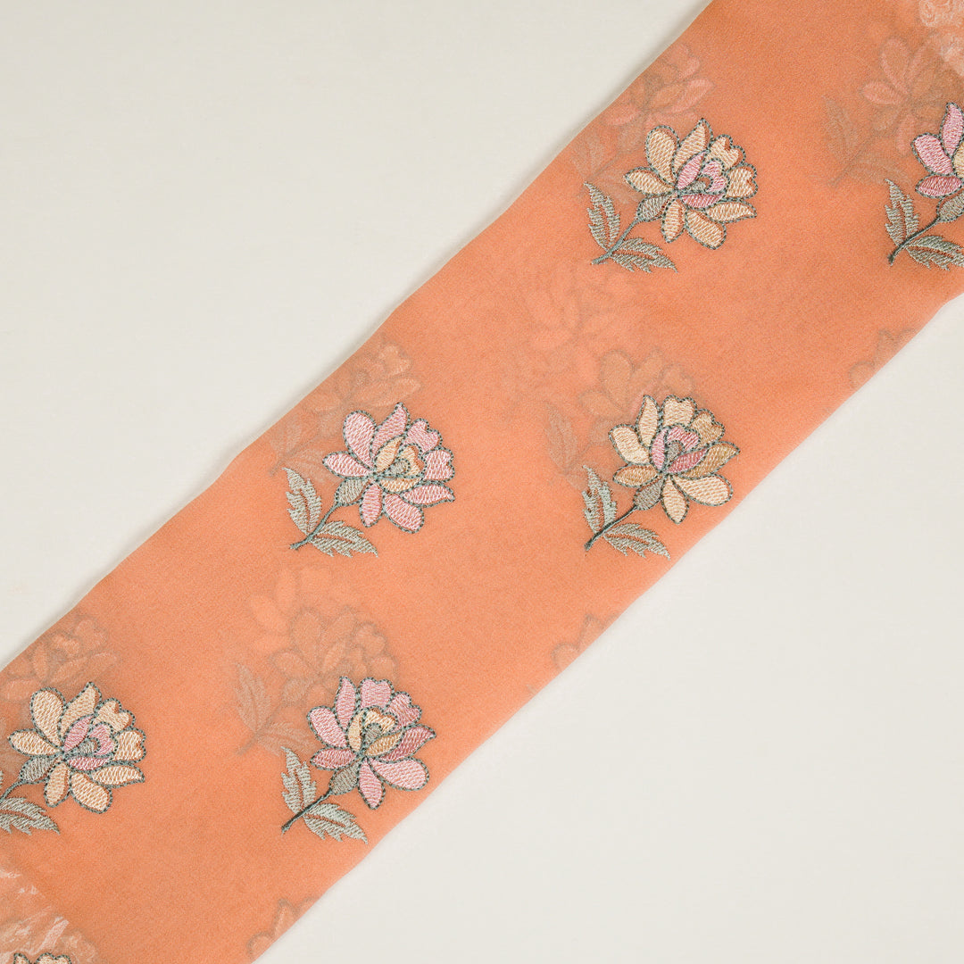 Kalini Buta on Peach Semi Georgette Embroidered Fabric